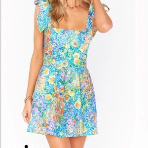 Nwt medium show me your mumu SMYMM claire bow dress painterly floral mini flower